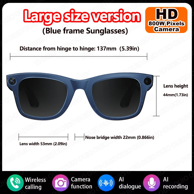 2025 New Smart Glasses 800W HD Camera Anti Shake 1080P HD Video Recording Translation Touch Al Voice Wireless Call Smart Glasses