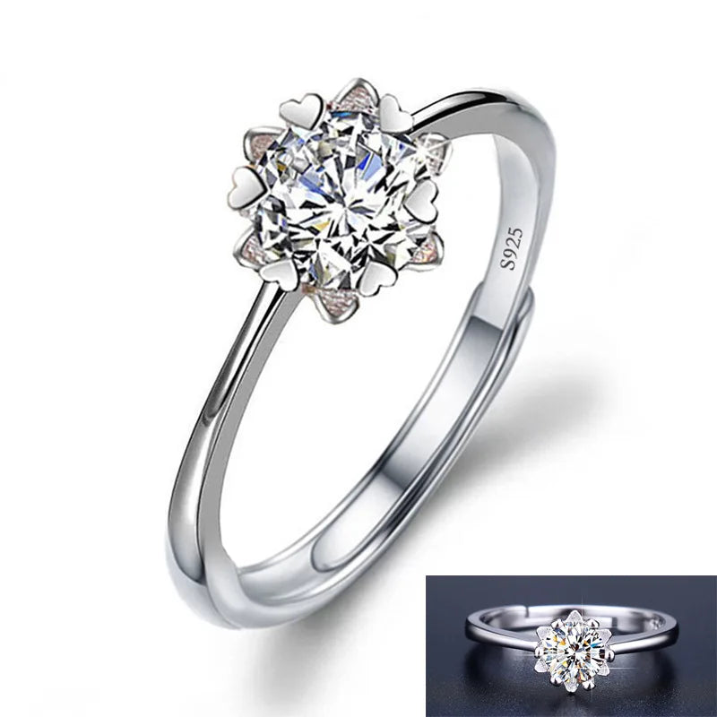 Never Fade Luxury Classic 18K White Gold Color Ring Solitaire 2 Carat Zirconia Diamant Wedding Band Women Jewelry Accessories