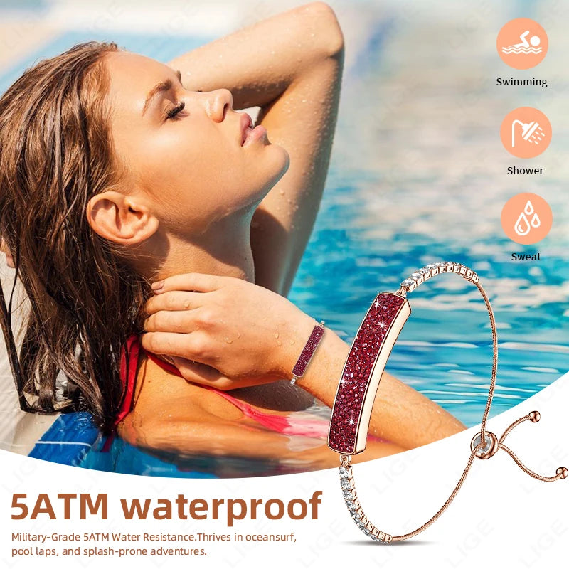 LIGE New Smart Watch Ladies Pedometer Health Smart Bracelet Women Sport Fitness Waterproof Heart Rate Sleep Monitoring Wristband