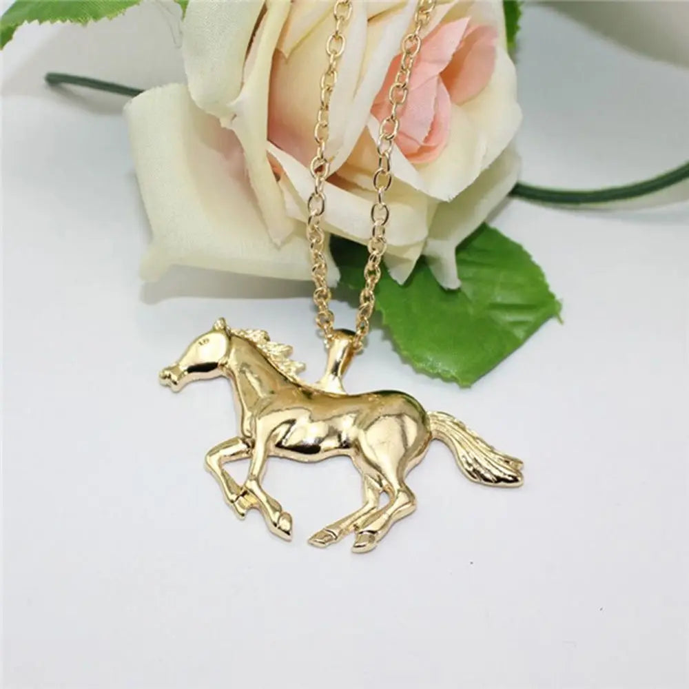 New Fashion Statement Necklace For Women Silver/Gold Jewelry Running Horse Pendant Necklace