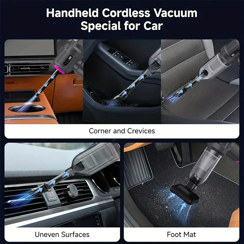 16000PA Vacuum Cleaner Multi Brushes Nozzles Strong Blowing Suction Deflation Inflation Air Duster Portable Car Vacuum Cleaner