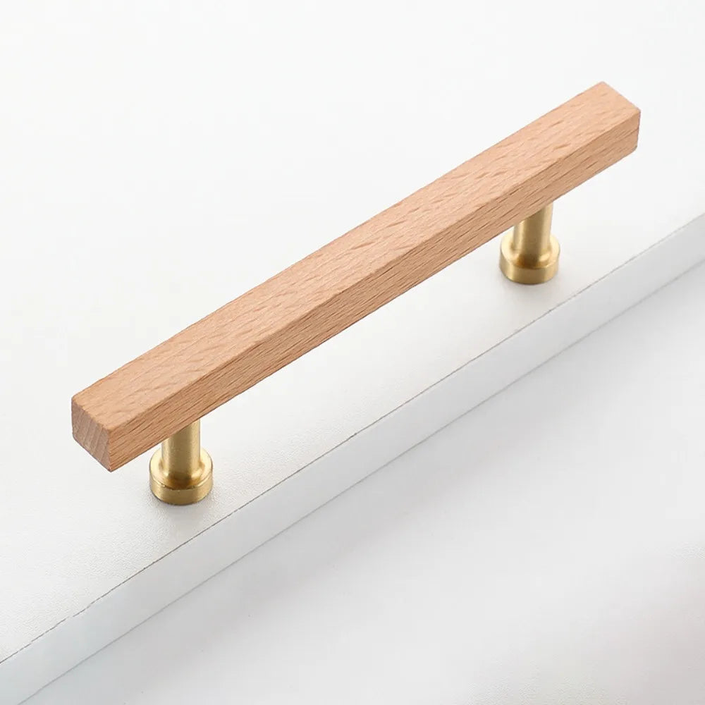 High-End Walnut Wood Wood Cabinet Handles Luxury Design Modern Drawer Pulls Minimalist Beech Wood Wooden Handles Kitchen
