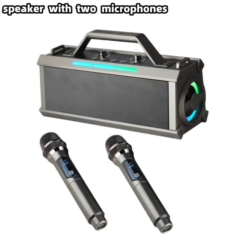 200W Powerful Voice Amplifier with 2 Wireless Microphones, Big Pro Sound Speaker,  Karaoke Machine Support BT/USB/TF Card/Aux