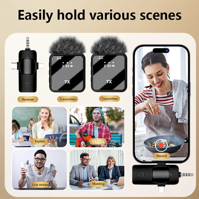 Xiaomi Wireless Lavalier Microphone for iPhone Android Microphone Reverb Sound Video Recording Podcast Noise Reduction Clip mic