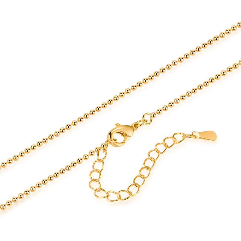 New Necklace 18k Gold Necklace Light Bead Gold Chain Women's Jewelry Necklace Wedding Party Gift Jewelry Lobster Clasp