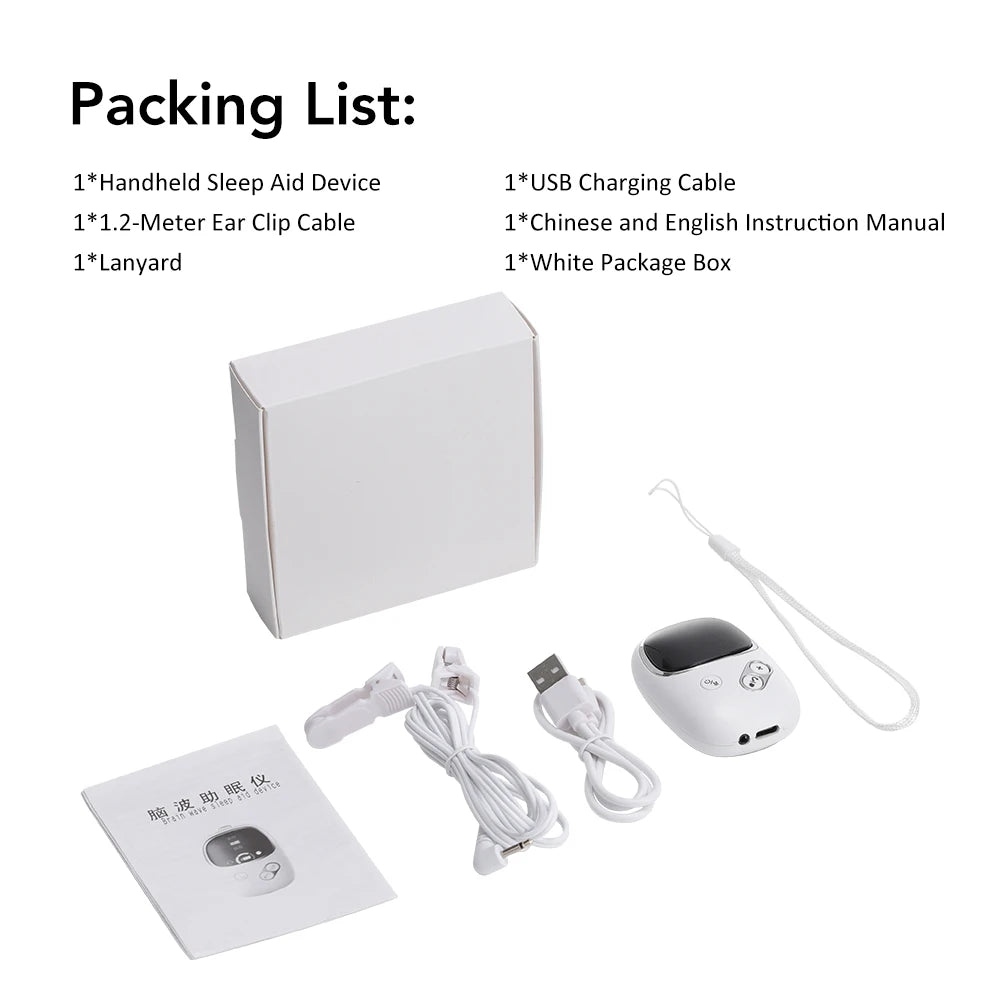Handheld Ces Sleep Aid Device Two-In-One Ear Clips + Hand-Held Brainwave Sleep Instrument Stress Anxiety Relief Device Helpsleep