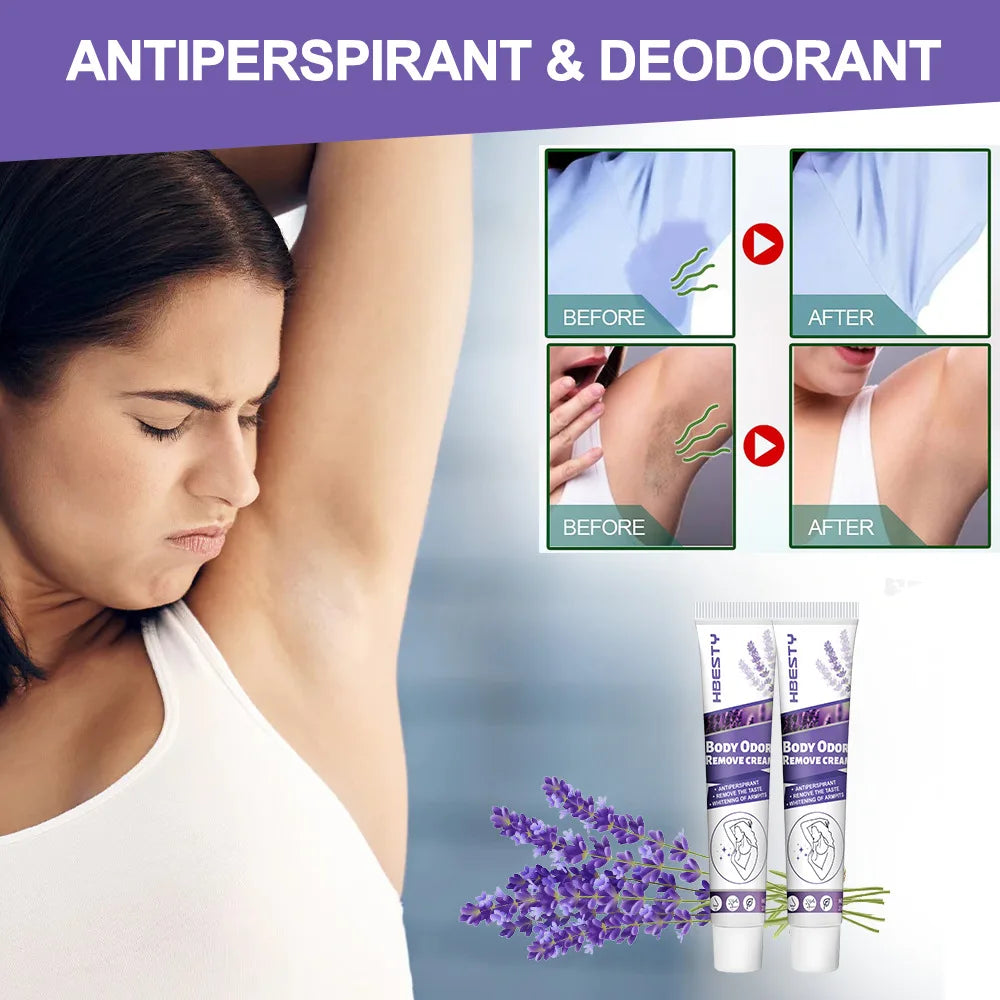 Lavender Body Odor Remove Cream Underarm Bad Smell Sweating Removal Armpit Refreshing Antiperspirant Lasting Aroma Deodorant