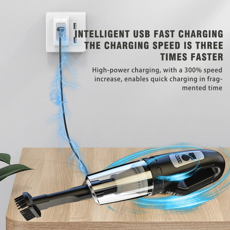 Handheld cordless vacuum cleaner, with 3 suction head configuration, car vacuum cleaner high power mini upgrade charging model,