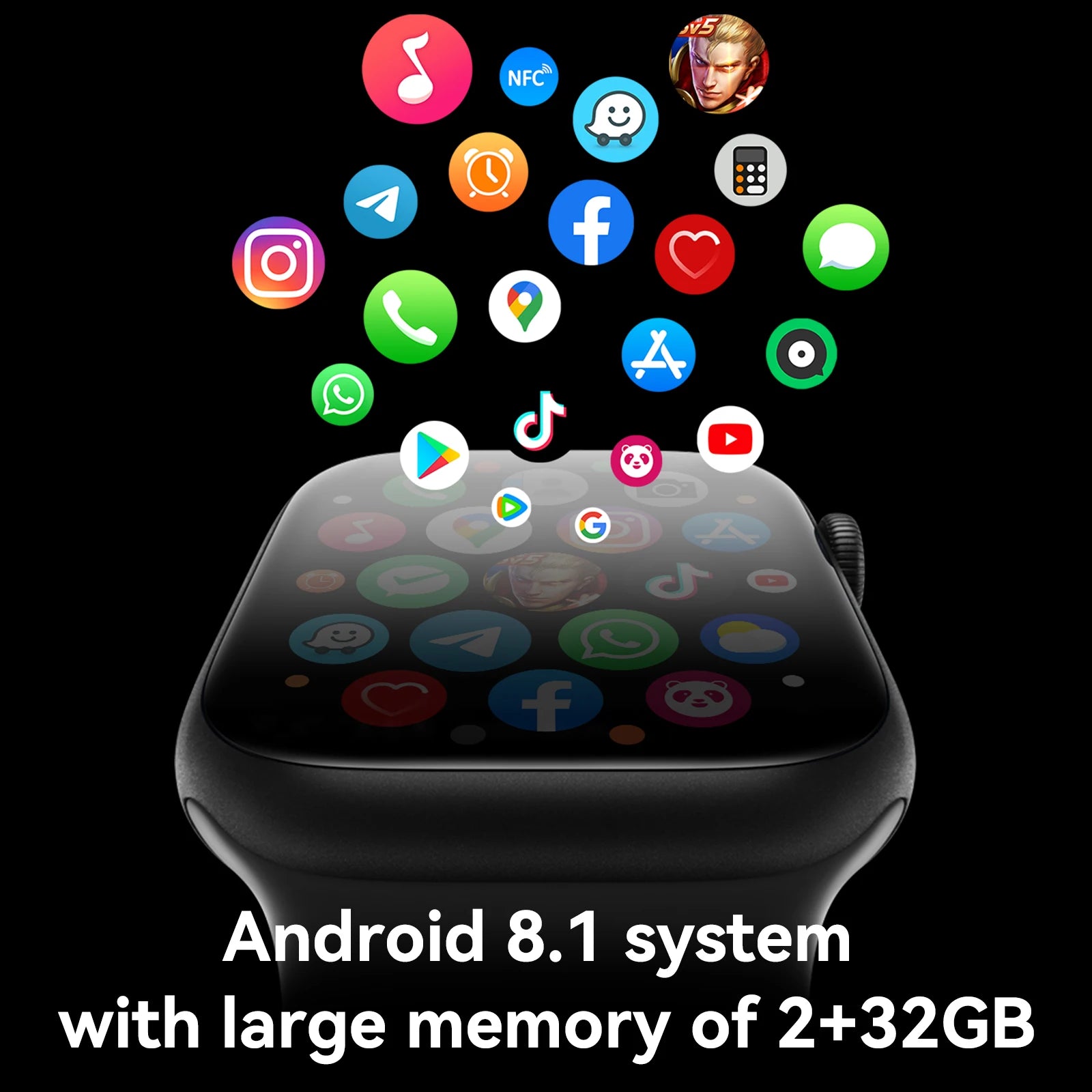 32GB+512GB S11 MAX 5G LTE 2.29inch Smartwatch Android 12.0 Touch ID Smart Watch With 800W Rotating Camera GPS WIFI Sim Card Slot