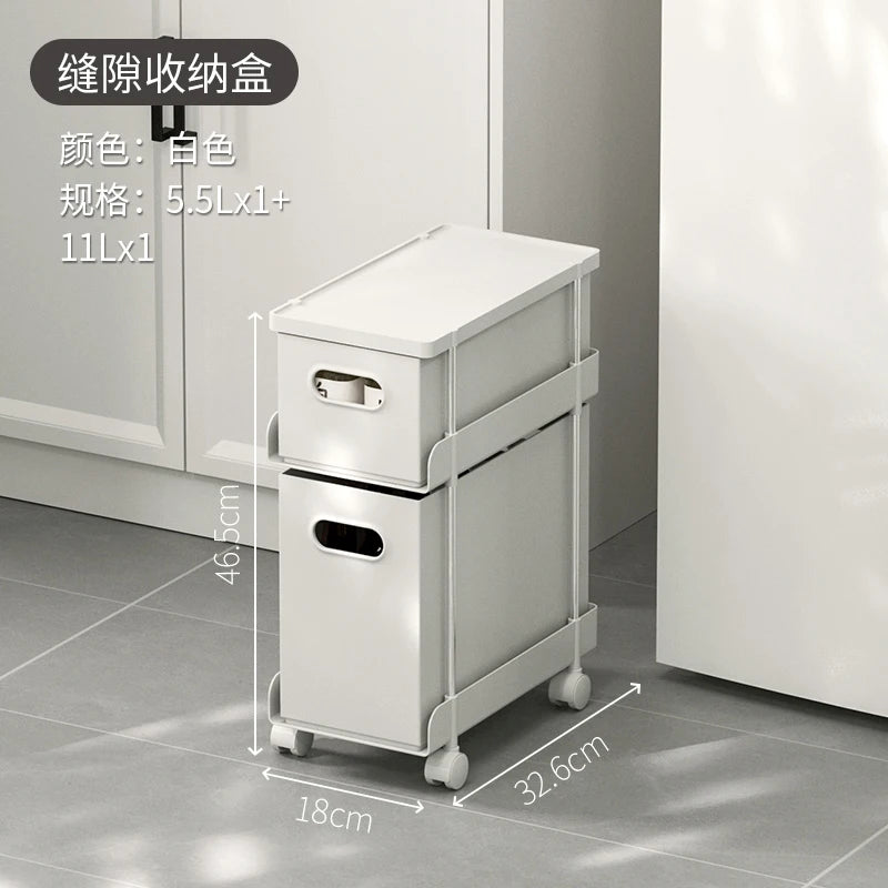Kitchen Gap Storage Shelf Drawer-Type Narrow Side Cabinet Bathroom Organizer with Wheels for Multi-Function，Gap Storage Cabinet,