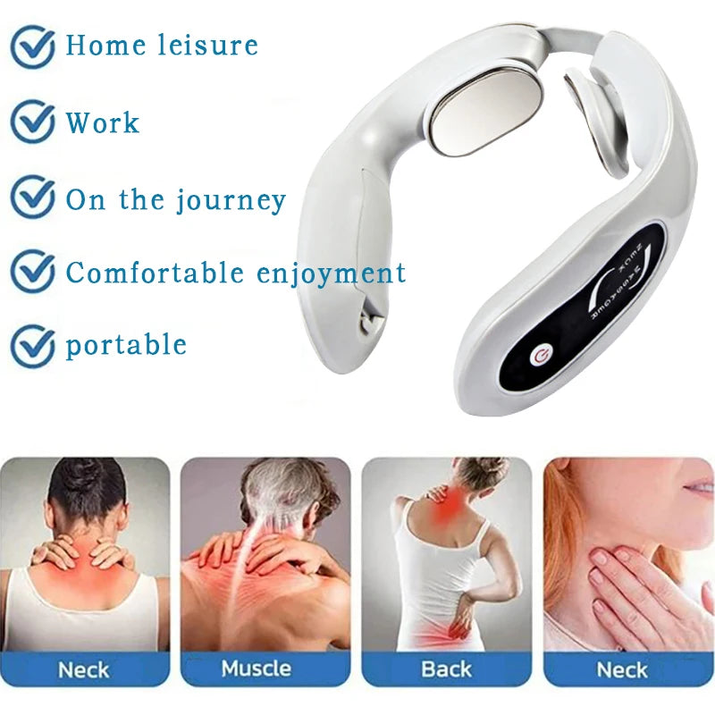 Intelligent Neck Massage Instrument Portable Neck Massage and Relaxing Instrument Dry Battery Powered Gray