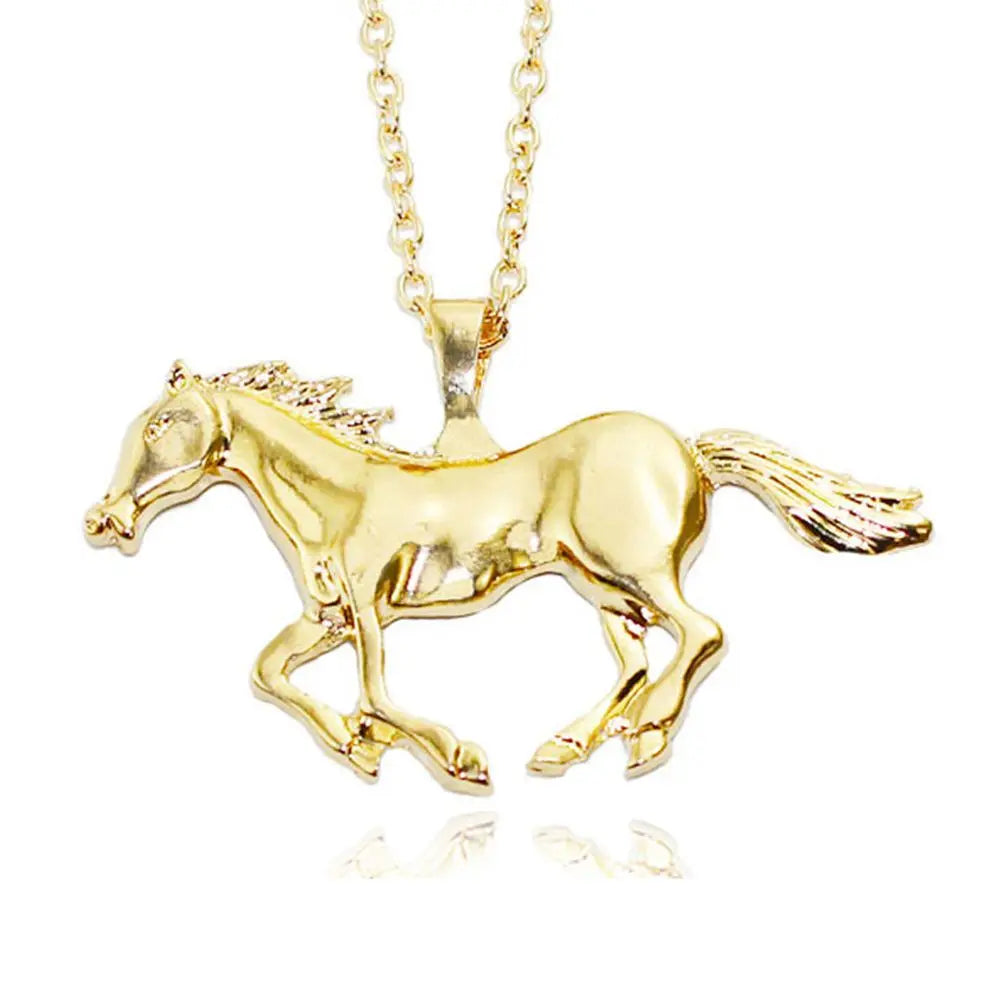 New Fashion Statement Necklace For Women Silver/Gold Jewelry Running Horse Pendant Necklace