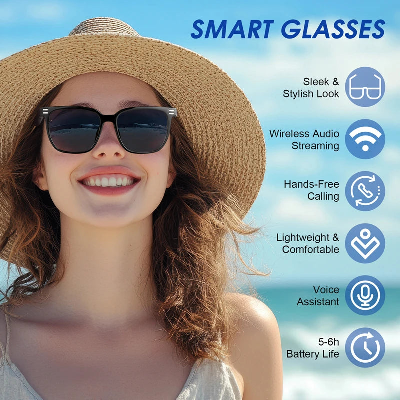 Smart Glasses Bluetooth Anti Blue Photochromic Listen Music Calls Color Changing Lens Versatile Functions Stylish Glasses