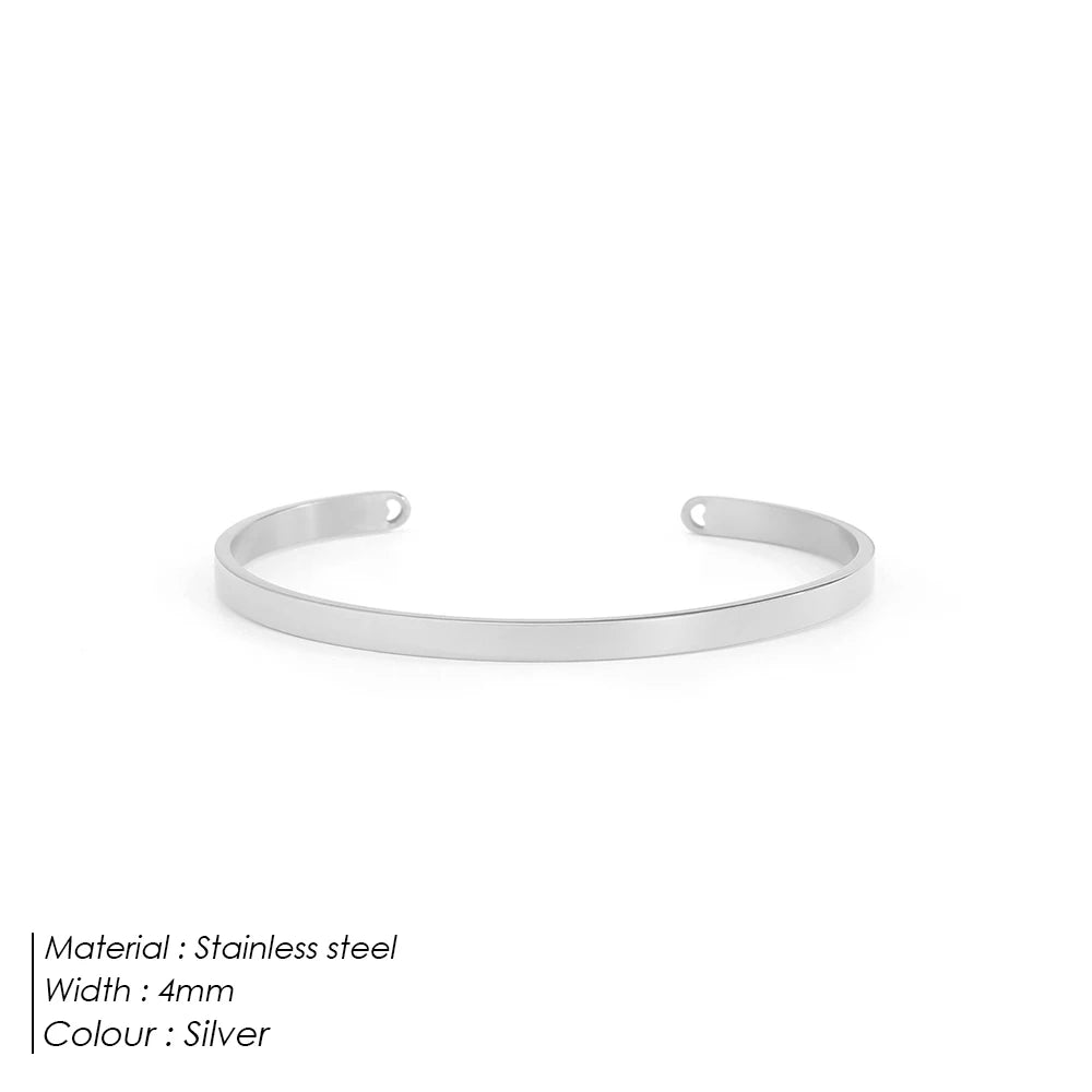 eManco 4MM 6MM Stainless Steel Gold-Plated Bracelets Simple Open Bangles Couple Accessories Gift Factory Direct