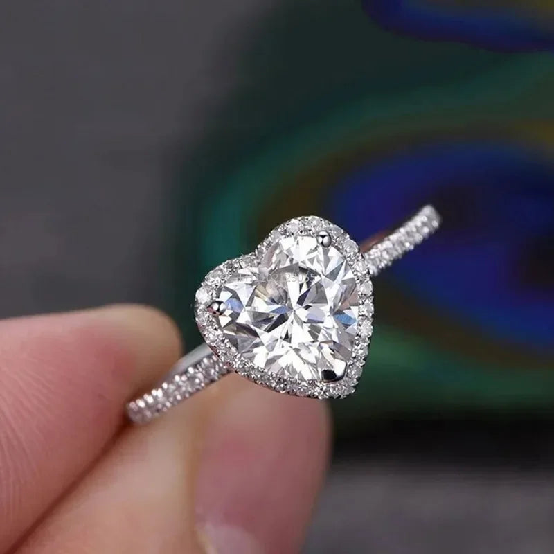 Fashion Heart Rings Wedding Engagement Bridal Jewelry Cubic Zirconia Stone Elegant Ring  Promise Ring for Women Girl Party Gift