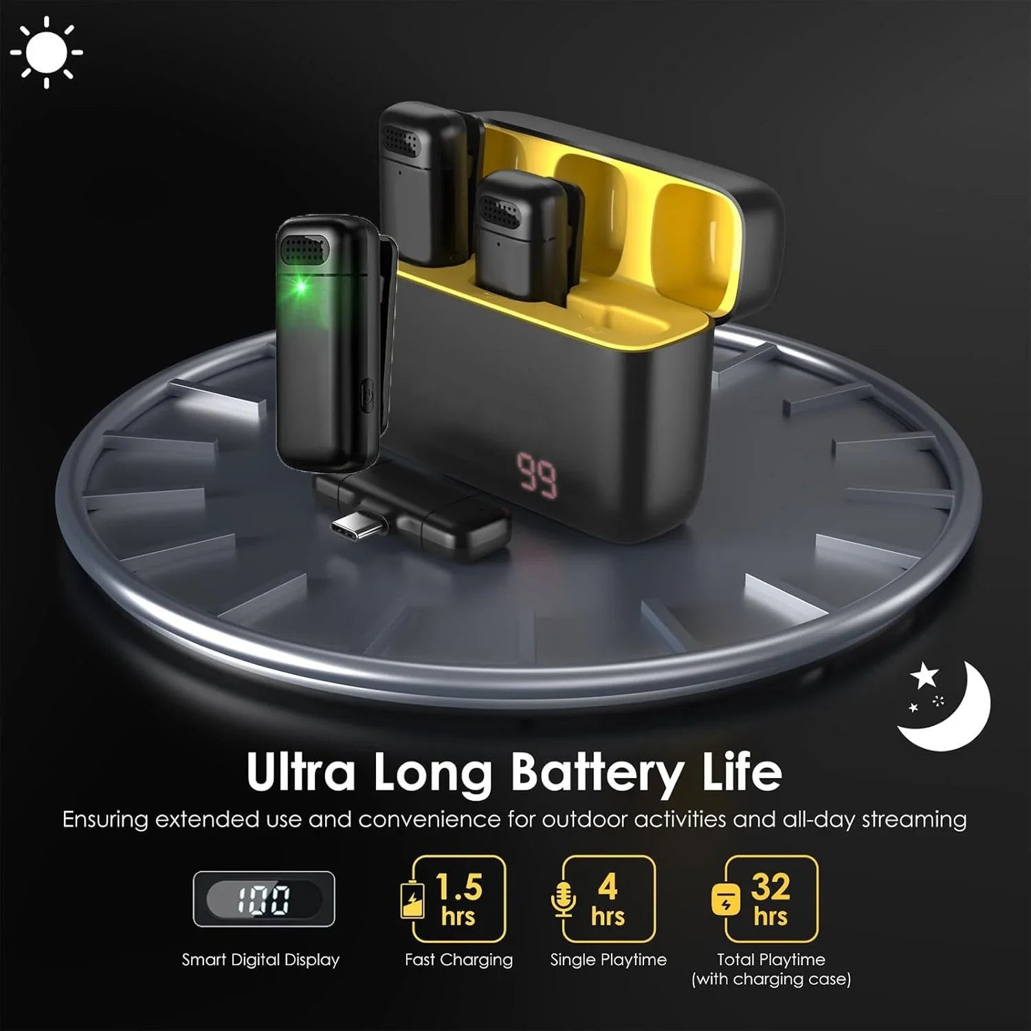 Wireless Lavalier Microphone Mini Portable Noise Reduction Video Recording Microphone for IPhone Android with Charging Box