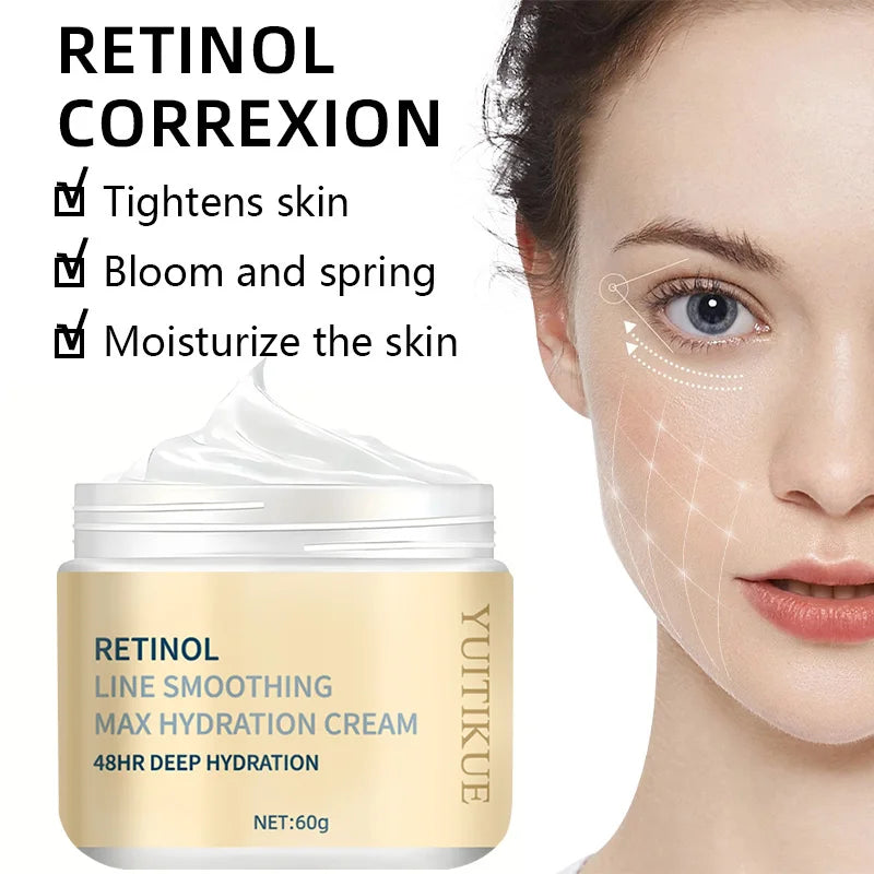YUITIKUE Retinol Max Hydration Cream 60g - 48HR Deep Moisture, Tightens & Smooths Skin, Fast Absorption, Day & Night Use