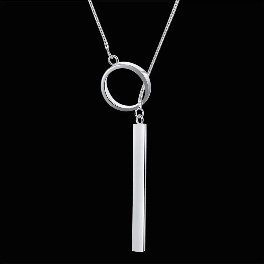 New 925 Sterling Silver Necklace for Women Jewelry 18 Inches Creative Round Pendant Fashion Christmas Gifts Wedding
