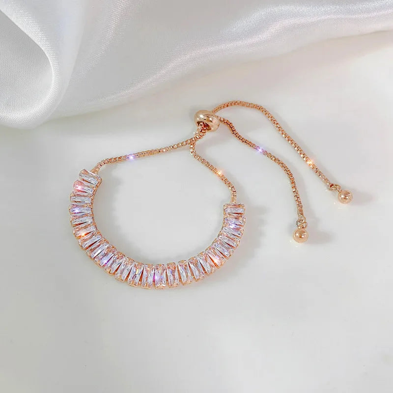 Shiny Transparent White Thin Crystal Bracelet For Women Simple Refracted Colorful Light Stretch Bracelet 2022 Jewelry Party Gift
