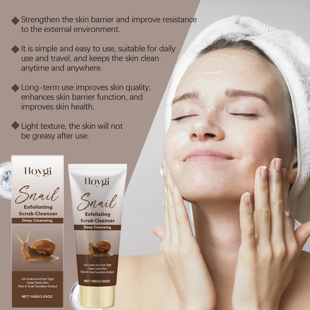 Snail Exfoliating Scrub Cleanser Contains Snail Mucin Gentle Cleansing Skin Brighten Effectively Remove Makeup Nourish Face Wash