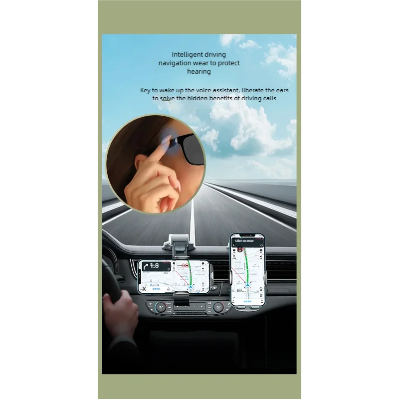 Cross-Border GS08 Smart Glasses Bluetooth Glasses for Music, Calls, Navigation UV Protection with Magnetic Charging Ideal for Dr