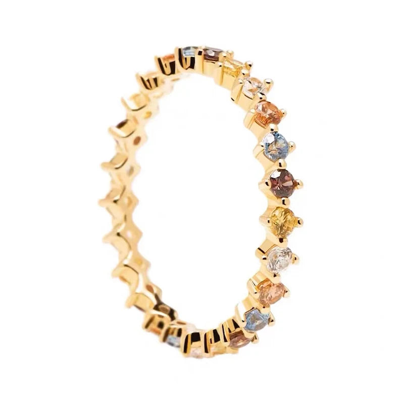 New 925 Sterling Silver Color Zircon Ring Simple Charm Personality Women Ring Birthday Party Gift for Friends Exquisite Jewelry