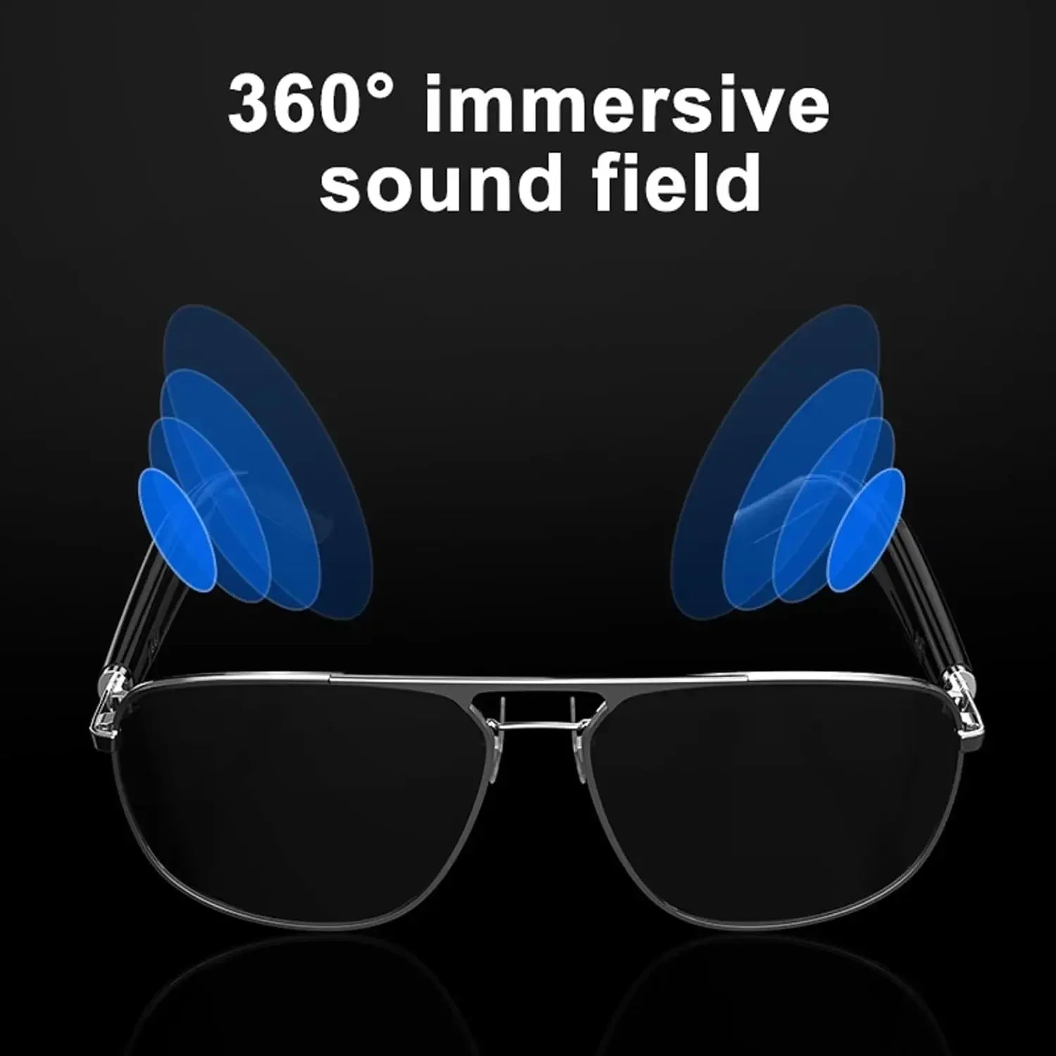 Smart Glasses with Bluetooth Speaker, Metal Frame Polarized UV Protection Bluelight Sunglasses Voice Control Smart Glasses