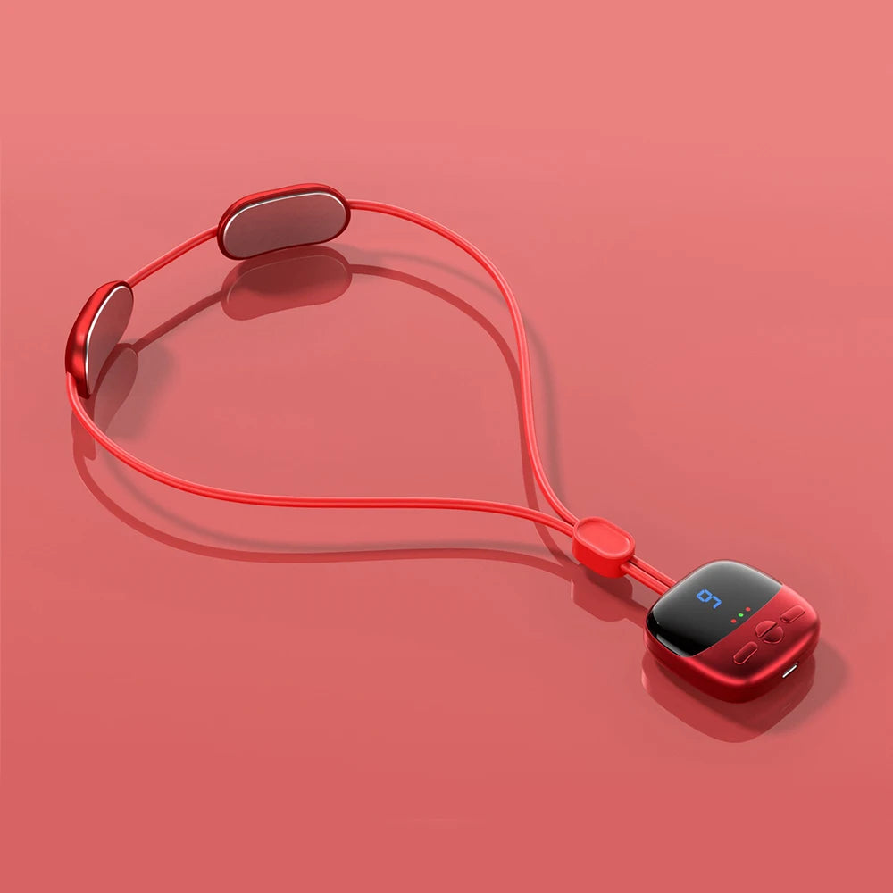 Mini Hanging Neck Massager Portable Muscle Stimulator Hot Compress Pulse Neck Massager Rechargeable Cervical Spine Massager