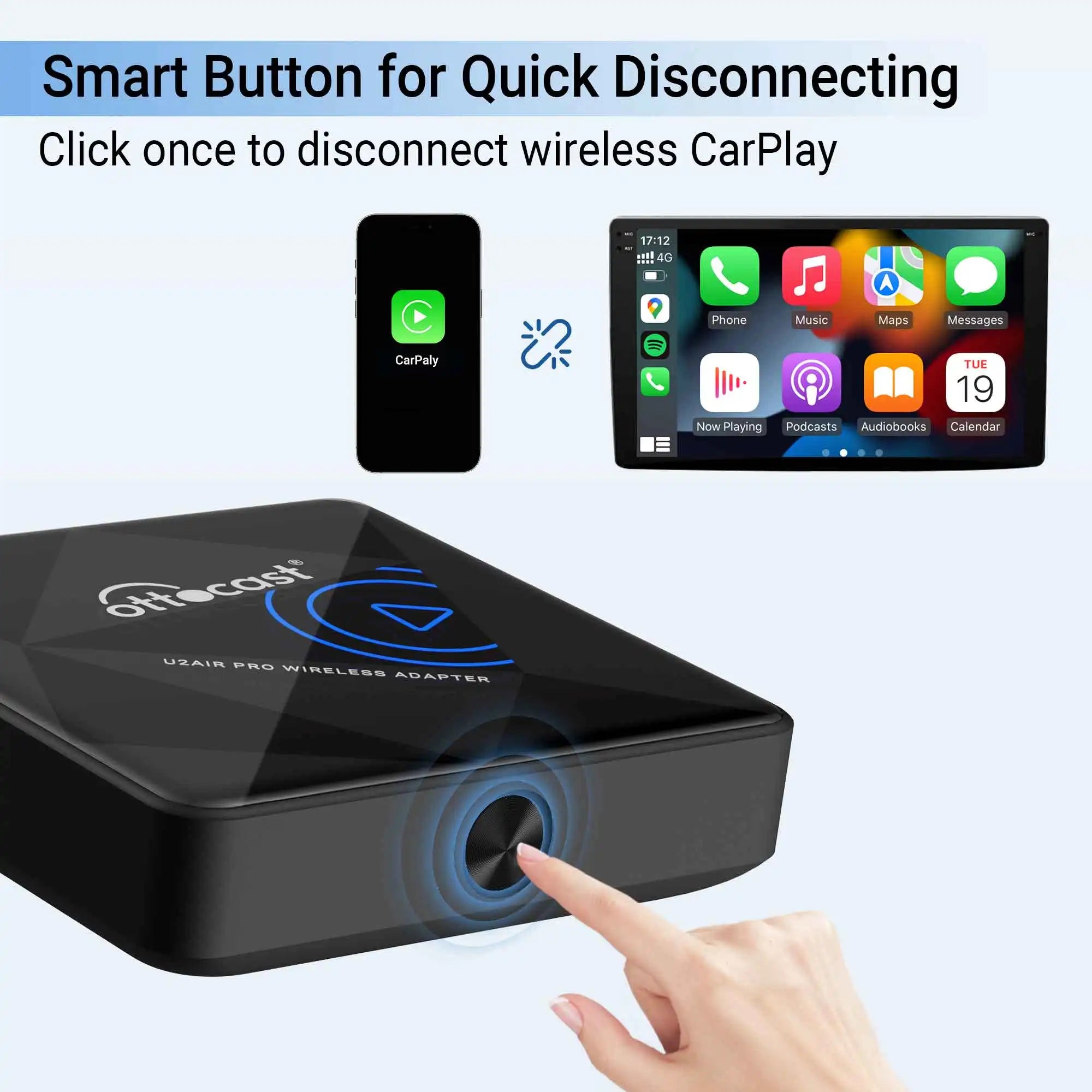 OTTOCAST U2Air PRO Wired To Wireless CarPlay Adapter USB Dongle Smart Ai Box Car Accessories for VW Nissan Ford Volvo Kia Benz