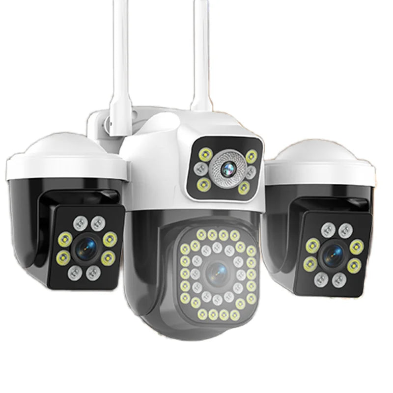 Three Screen WIFI IP Camera Outdoor 8K 15MP Three Lens PTZ Cam Ai Human Detection IP66 Waterproof Onvif CCTV Security Cam Yoosee