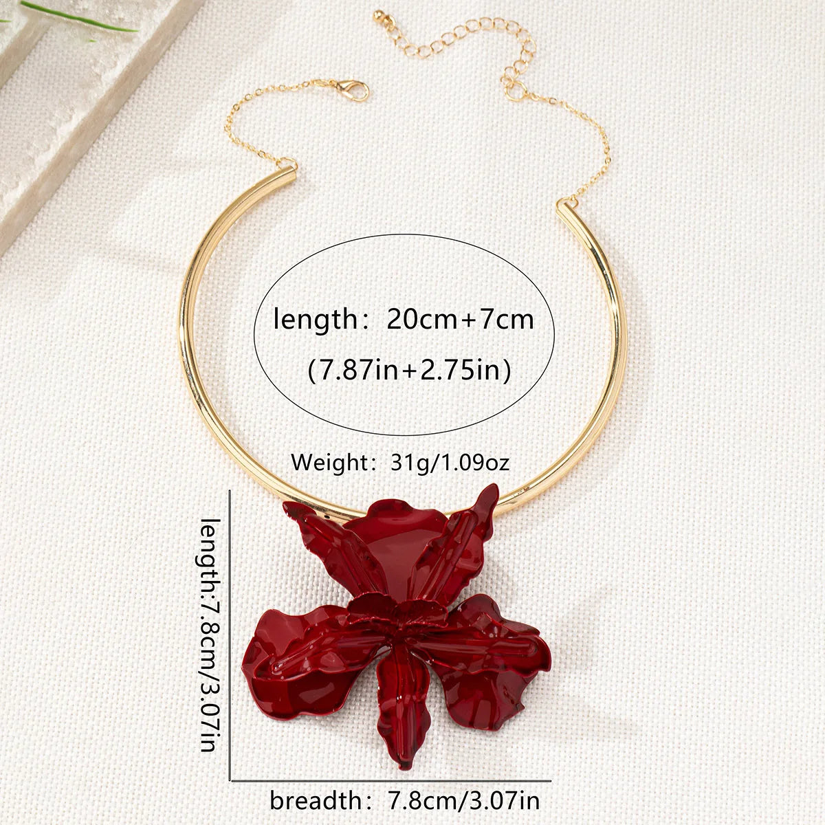 New Fashion Colored Flower Pendant Necklace for Women Exaggerated Metal Large Petal Long Necklace Sweater Torques Collar