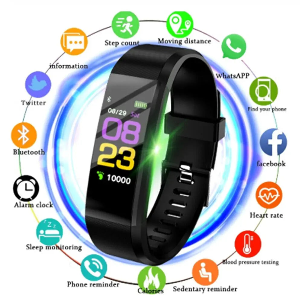 Smart Bracelet Heart Rate Blood Pressure Band Fitness Tracker Smartband Bluetooth-compatible Wristband For Fitbits Smart Watch