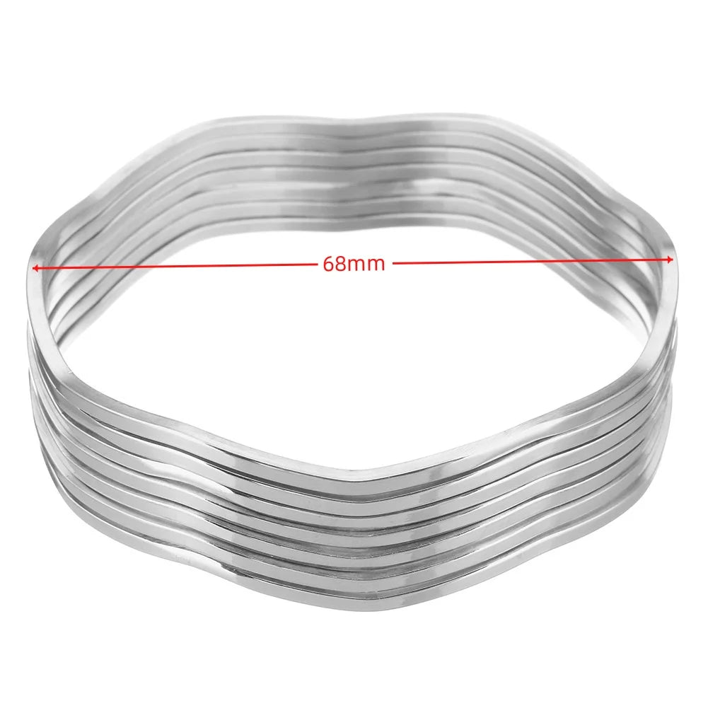 7PCs/Set New Fashion Roman style Stainless Steel Bangle gold color Lover Charm Bracelet for Women Brand Gold Wide Cuff Bangle