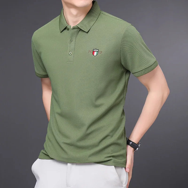 Men's Summer Embroidered Casual Fashion Short Sleeve POLO Shirt Comfortable Top