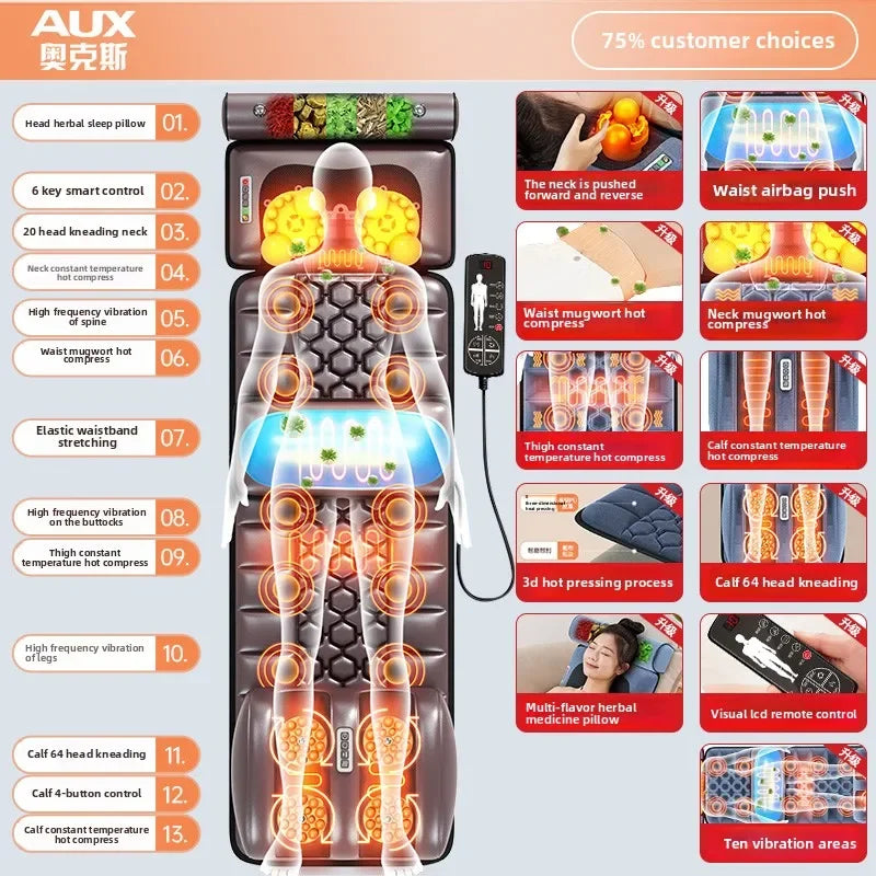 Cervical Massager Neck Waist Back Full Body Multifunctional Massage Cushion Home Recliner Electric Mattress