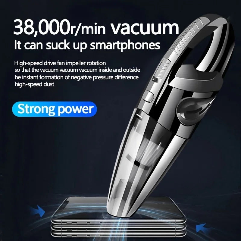Car Cordless Vacuum Cleaner - High-Capacity Portable for Car Cleaning with Upgraded Aluminum Blade Suction Port, Powerful Motor