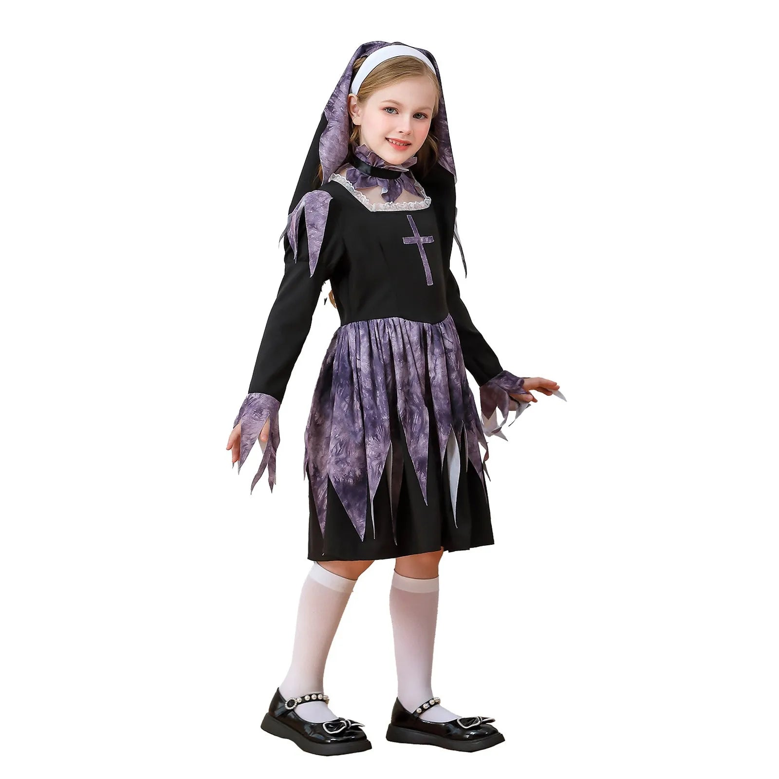 Halloween Children's Costume Sweet Cute Nun Carnival Party Girls Priest Cross Maria Dress Sister Parent-child Costume