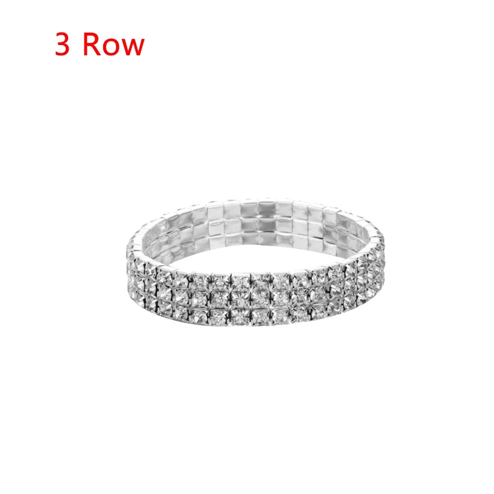 Shiny Woman Bracelet Crystal Rhinestone Stretch Bracelet Bangle Wristband Elastic Wedding Bridal Jewelry Fashion Jewelry