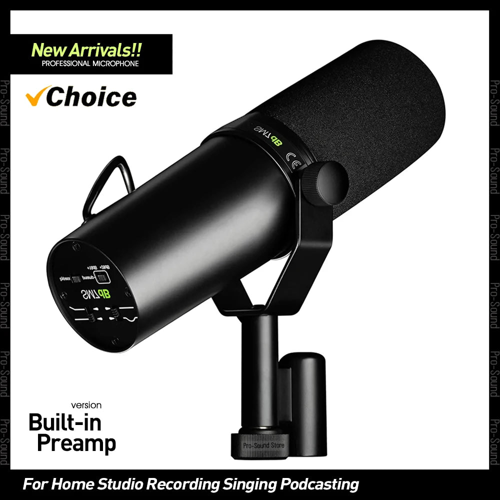 TOP Quality SM7DB Dynamic Vocal Microphone Selectable Frequency Response Built-in Preamp SM7B For Podcasting Recording Broadcast