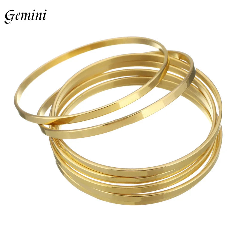 7PCs/Set New Fashion Roman style Stainless Steel Bangle gold color Lover Charm Bracelet for Women Brand Gold Wide Cuff Bangle