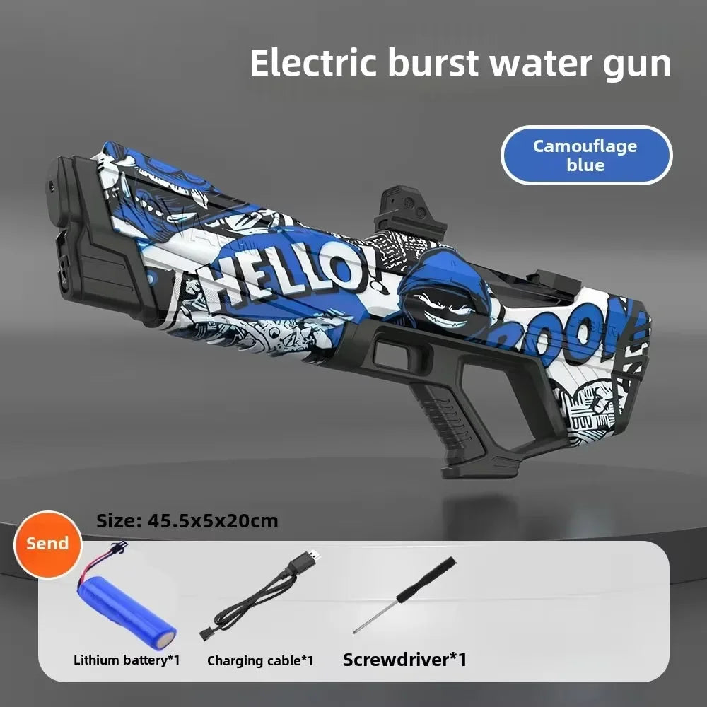 Electric continuous water gun fully automatic water absorption large capacity outdoor battles  summer water fights children toy