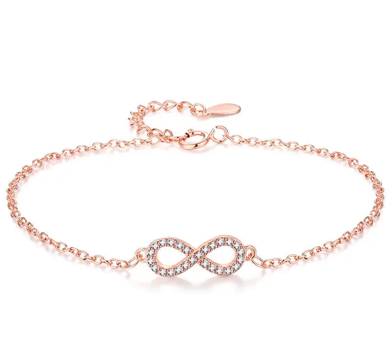 Authentic New Brand Women Infinity Bracelet 925 Sterling Silver Zircon Crystal Charm Bracelet for Women Wedding Jewelry Gift