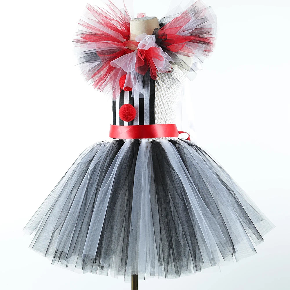 Halloween Art The Clown Costume for Kids Carnival Party Fancy Tutu Dress Girls Scary Striped Killer Clown Terrifier Costumes Set
