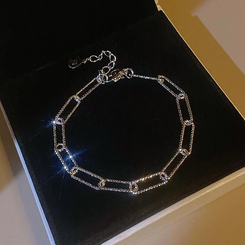 Shiny Transparent White Thin Crystal Bracelet For Women Simple Refracted Colorful Light Stretch Bracelet 2022 Jewelry Party Gift
