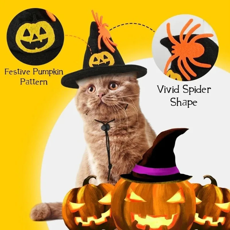 Halloween cat and dog costumes, cute pumpkin patterns, spider-shaped hats, funny role-playing props, collars, pet supplies