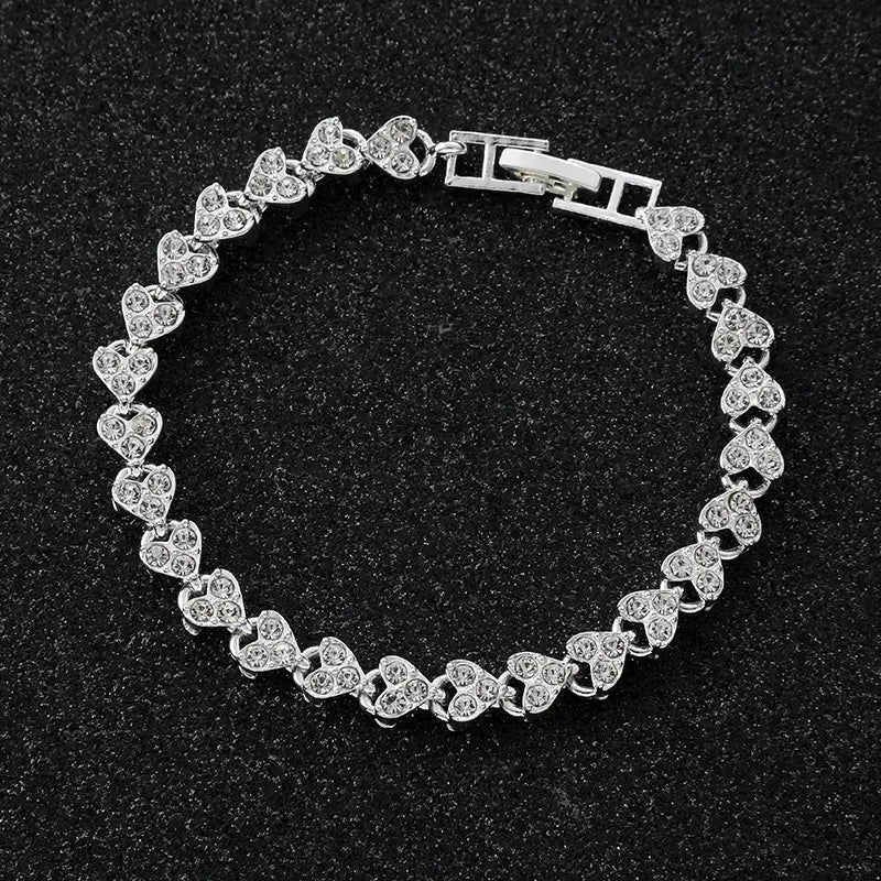 Exquisite Luxury Roman Crystal Bracelet For Women Wedding Gift Korean Rose Gold Silver Color Chain Bracelets Jewelry