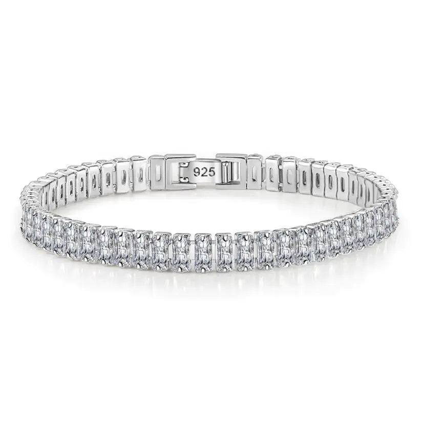 Real 3MM D VVS Moissanite Tennis Bracelet Passes Diamond Sparkling Test Solid S925 Jewelry Wedding Women Gift
