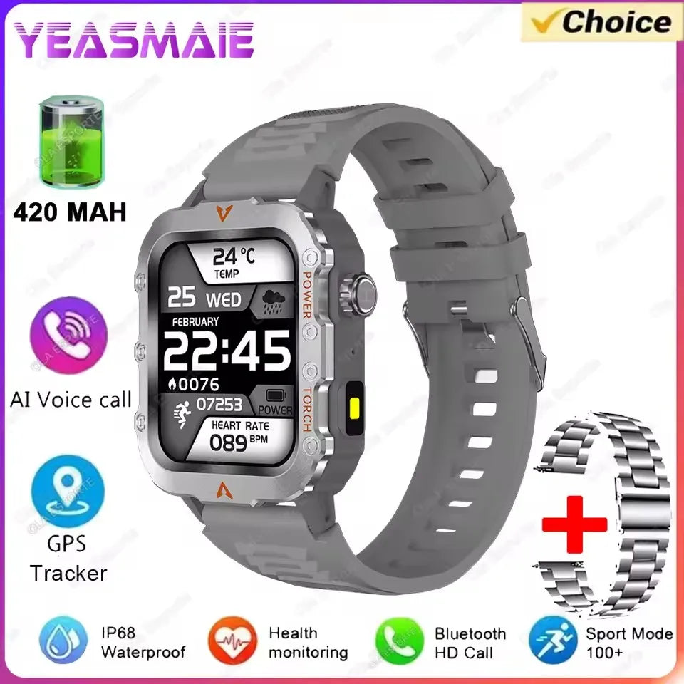 2025 New SmartWatch Men Militray Outdoor GPS Sport Watches Heart Rate Sleep Waterproof Smart Watch IOS Android