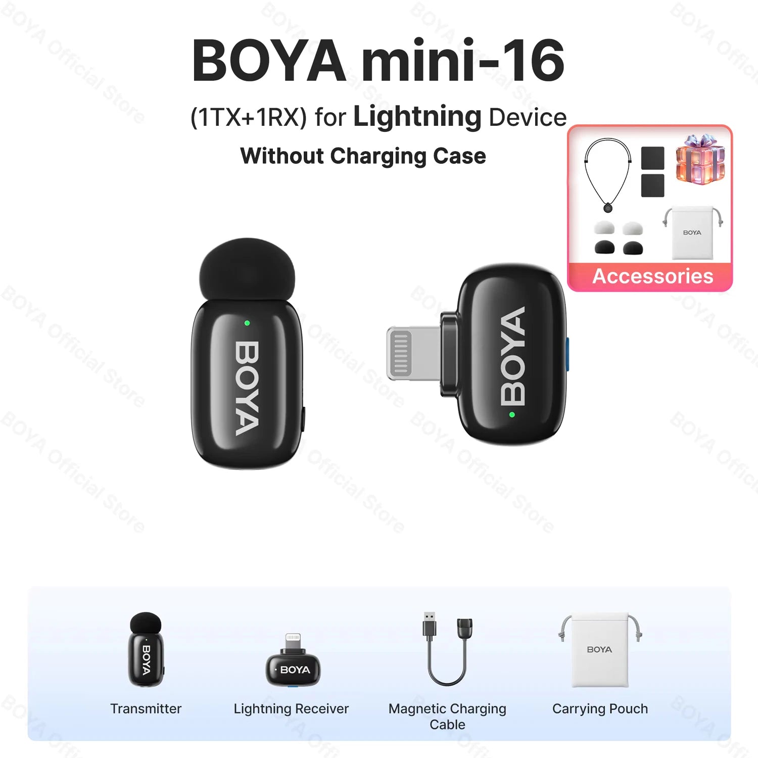 BOYA BOYA Mini Wireless Lavalier Microphone for iPhone 15/16 Android Phone USB-C Devices for Live Streaming Video Recording Vlog