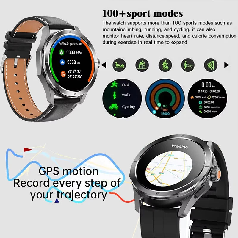 2025 New S4 Ultra Outdoor Sport Smart Watch Men AMOLED HD Screen NFC GPS Compass Heart rate Waterproof Bluetooth Call SmartWatch